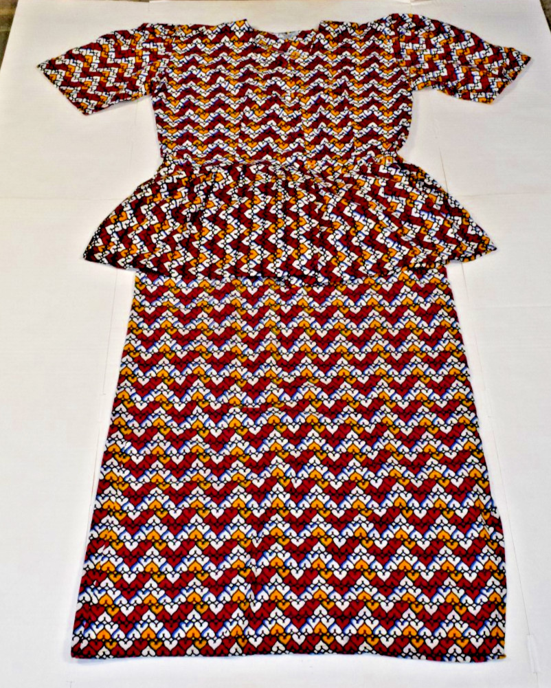 Womens African Top and Skirt Set Afri Star Size L Colorful Hearts Made Nigeria