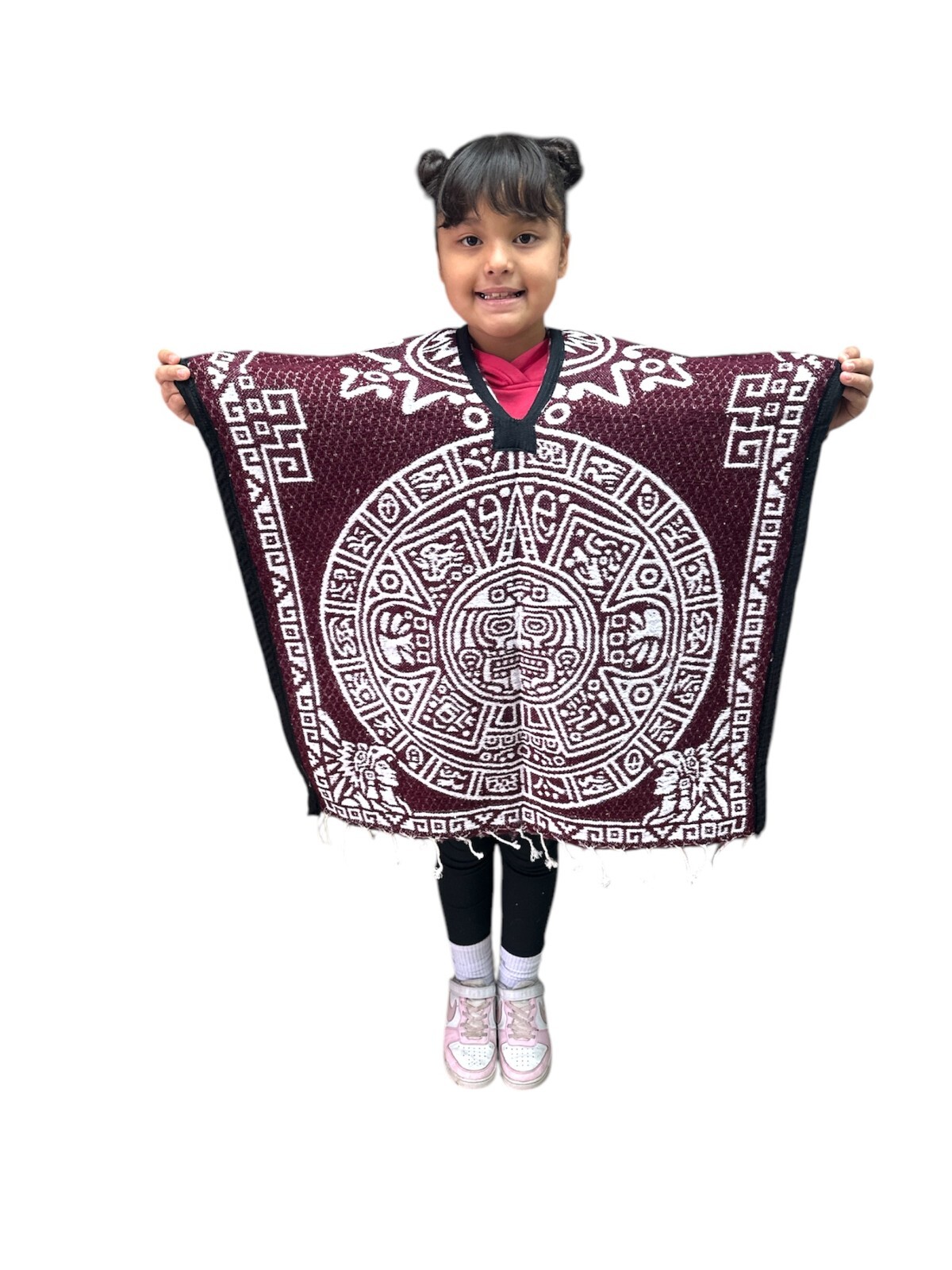 KIDS CALENDARIO PONCHO , UNISEX , BLANKET GABAN , 6-12 YEARS , BURGUNDY