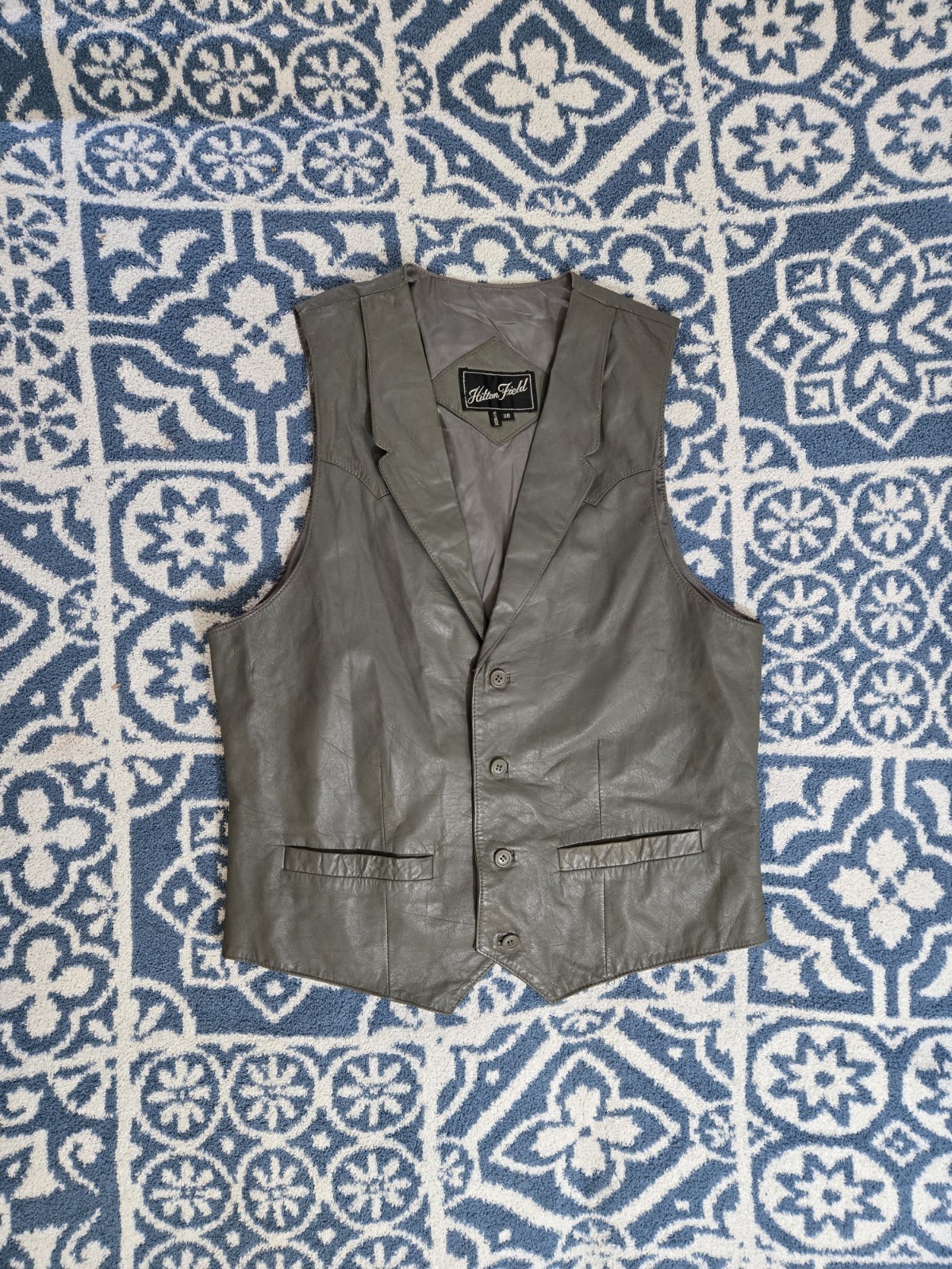 Vintage Hilton Field Genuine Leather Vest Made In Korea