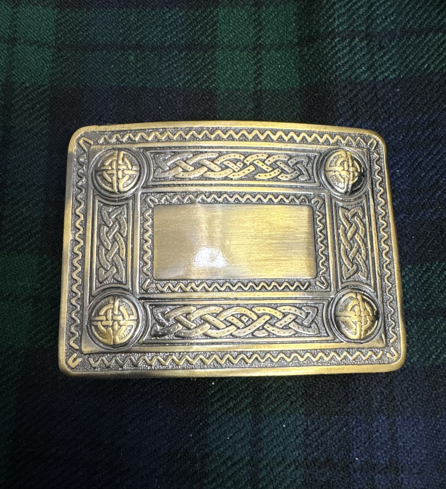 Scottish Highland CELTIC KNOT Kilt Belt Buckle Brass Antique Finished