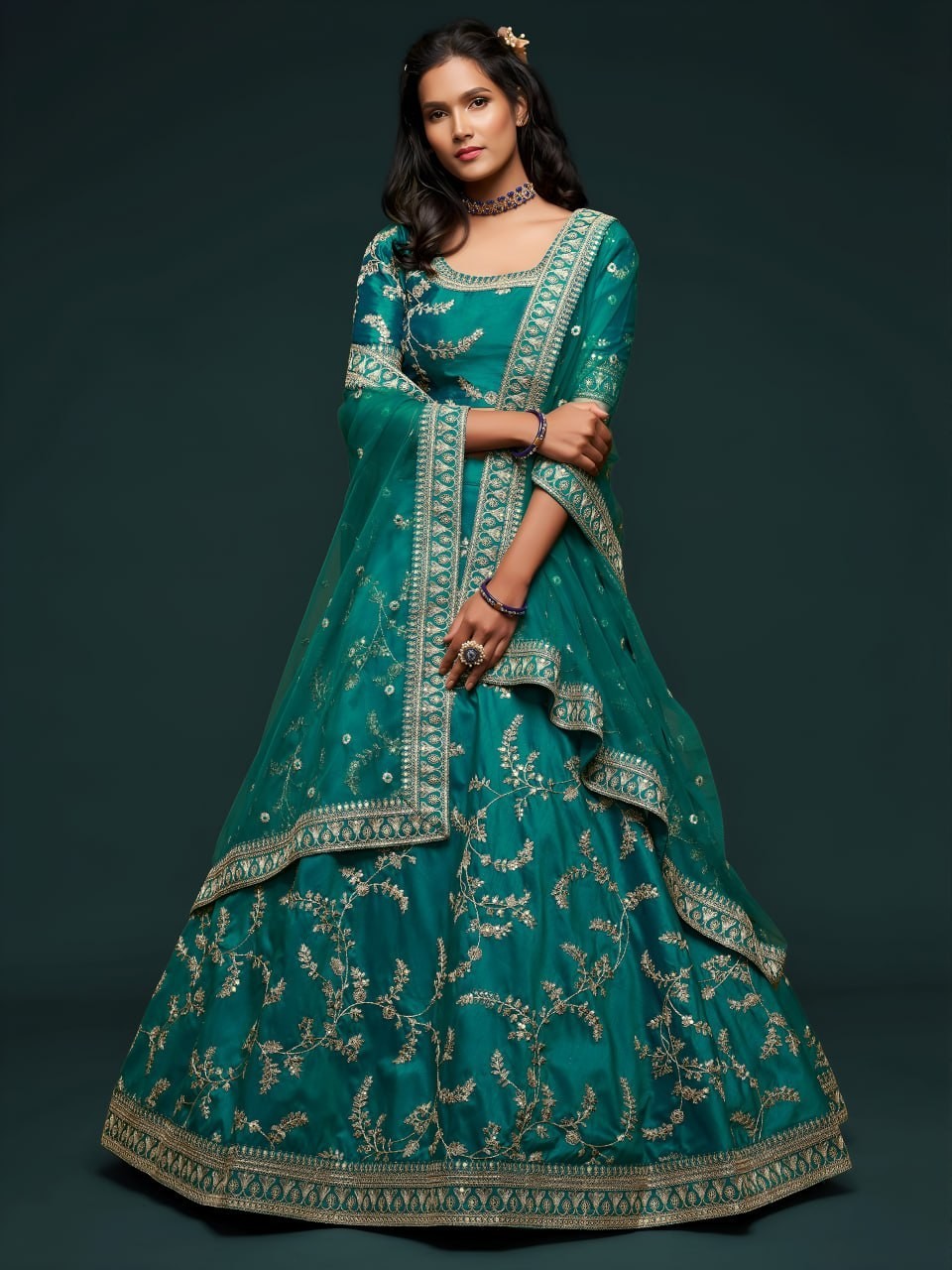 Grand Bridal Lehenga Choli Art Silk Wedding Reception Dress