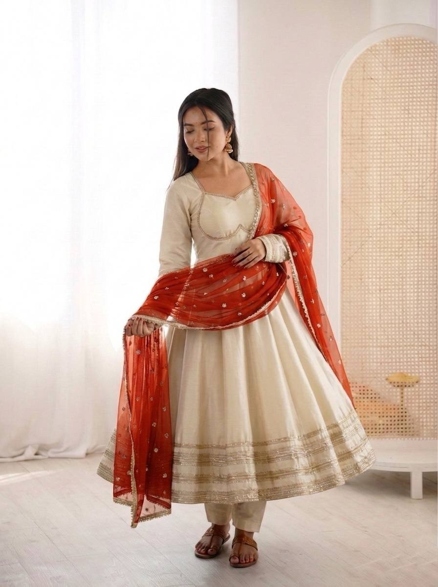 Function Wear Heavy Cosmos Gold Salwar Kameez With Georgette Dupatta For Women