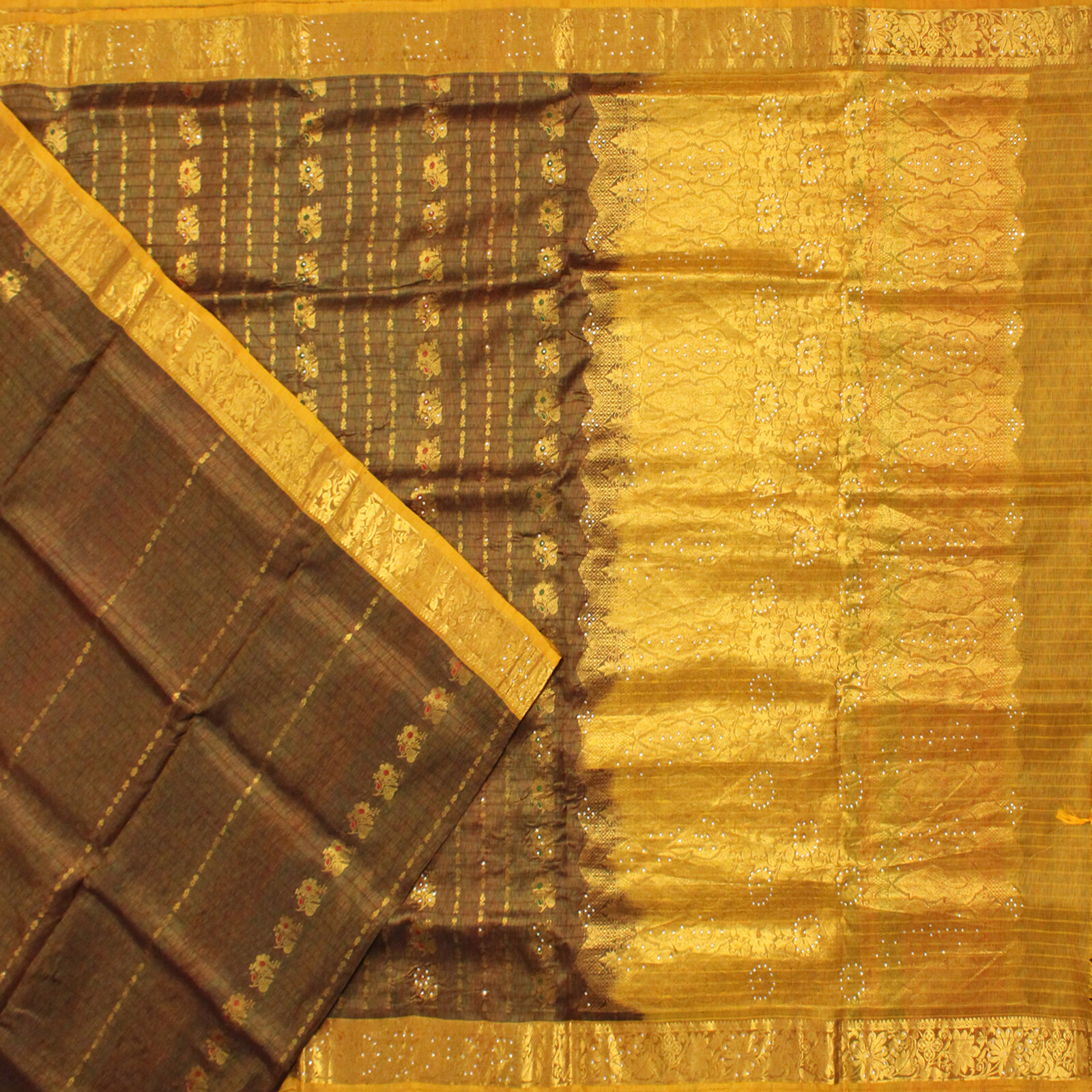 Vintage 100% Pure Silk Sarees Full Zari Work Hand-Woven Premium Sari 5YD Fabric