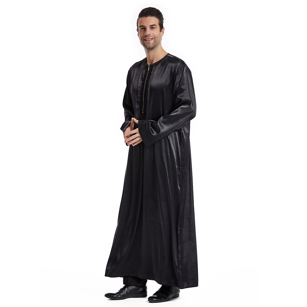Muslim Men Saudi Abaya Kaftan Thobe Jubba Thoub Robe Dress Dishdasha Arab Gown