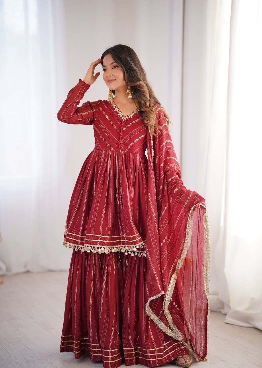 Fancy Collection Heavy Mal Chanderi Kurta Palazzo With Dupatta For Wedding