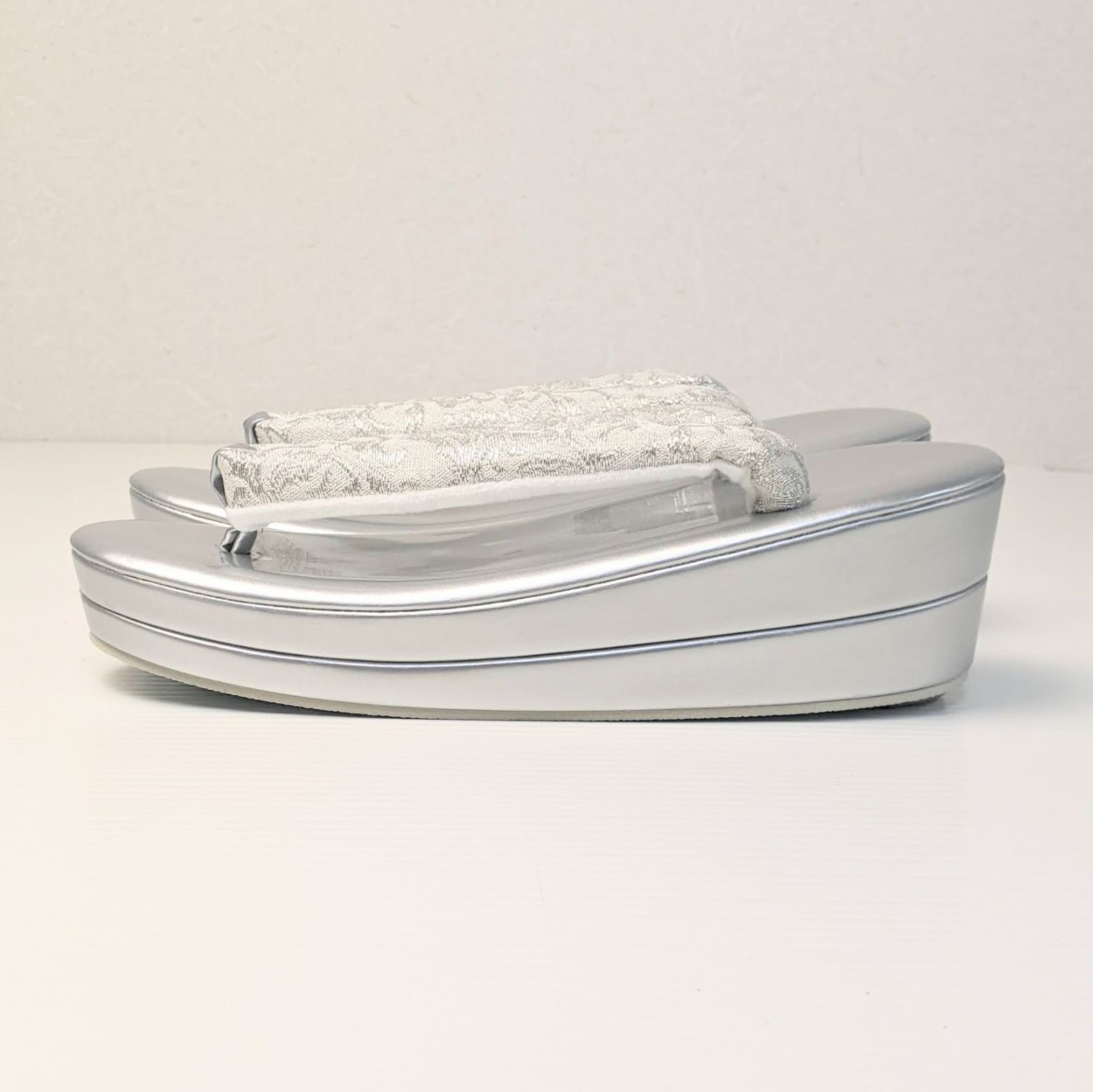 Japanese Zori (Sandals) Formal Obijiki Silver Synthetic Leather Size S,M,L,XL,3L