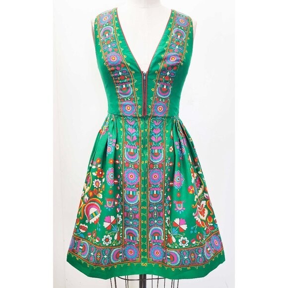 VTG 1960’s HANCKE German Austrian Dirndl Trachten Dress Green BRIGHT