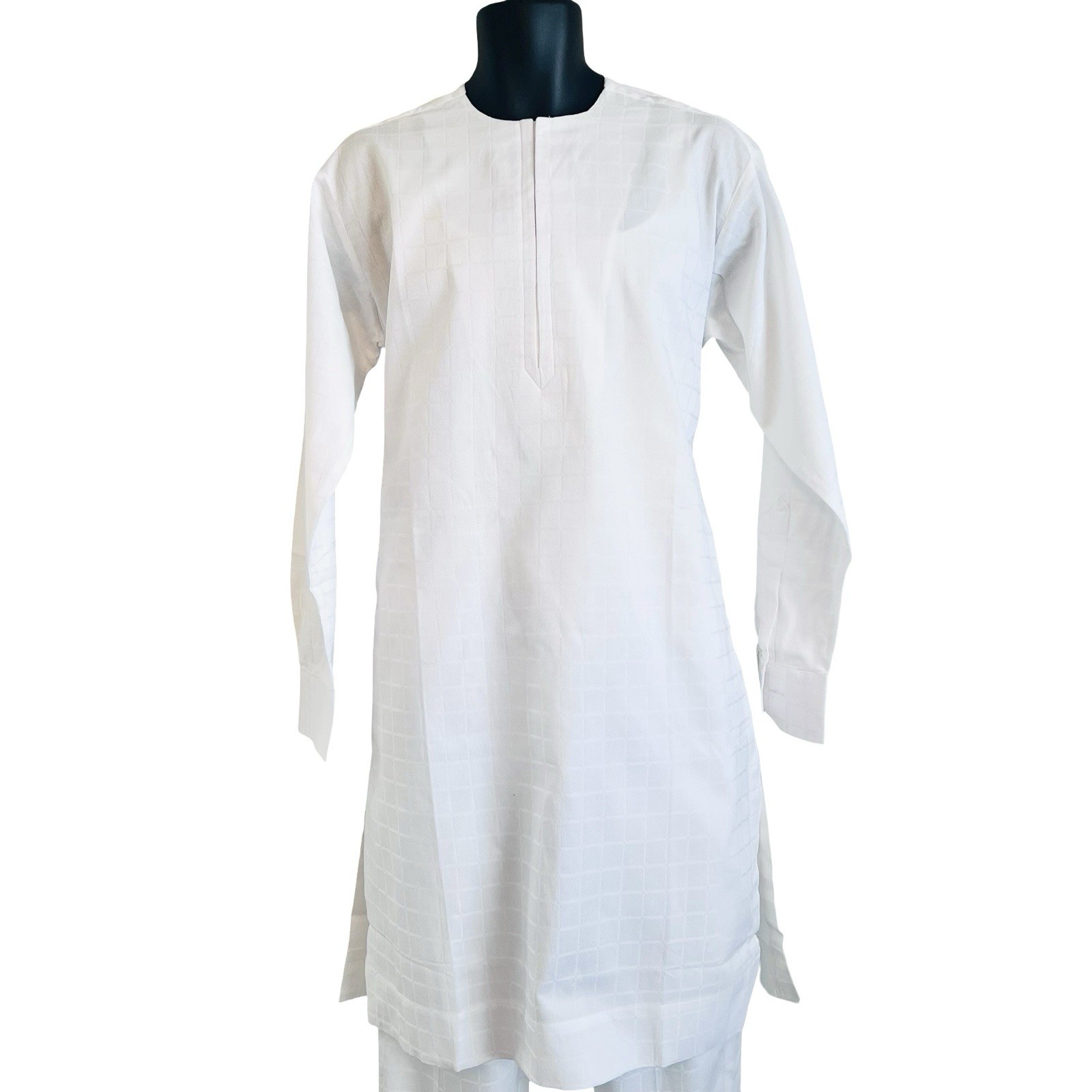 Nigerian White Senator Style Men Long Sleeve Shirt & Pants Two Piece Outfit ￼