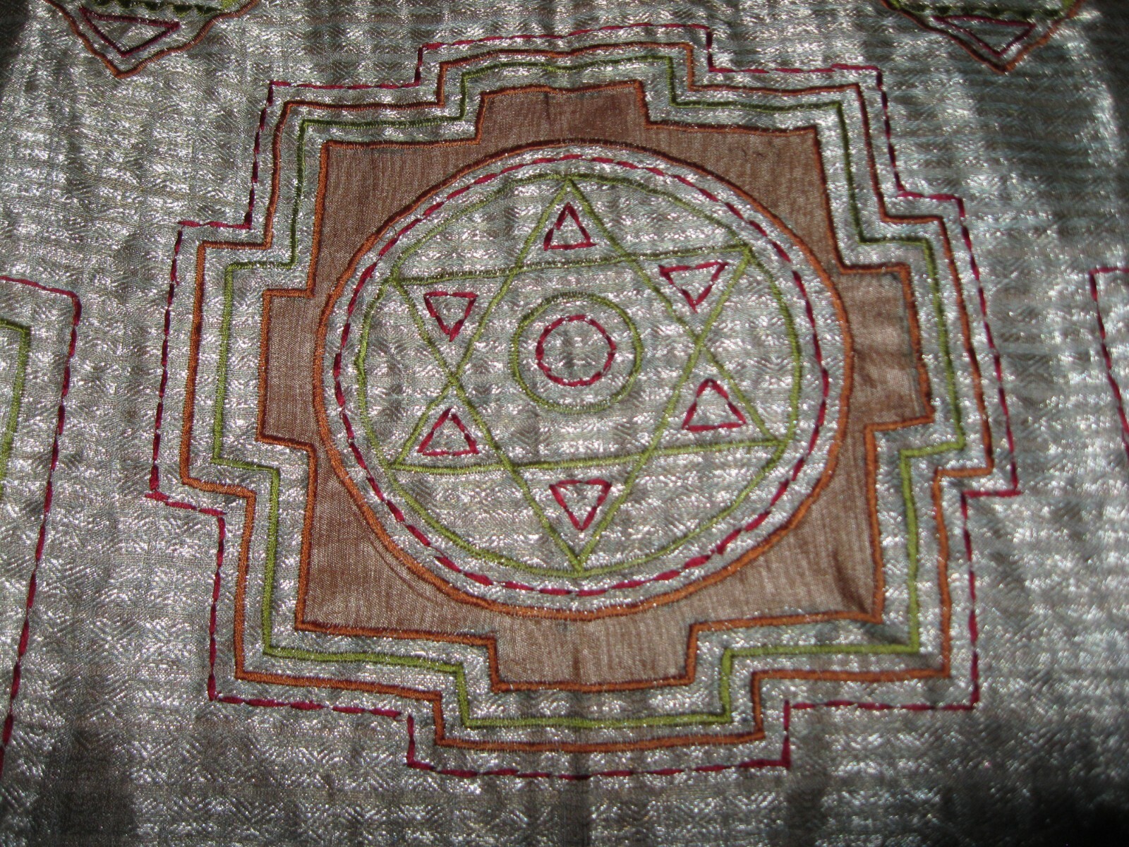 INDIA, SILK GARMENT SZ. M., MANGO COLORED W/ GOLD THREAD FRONT, 3/4 SLEEVES