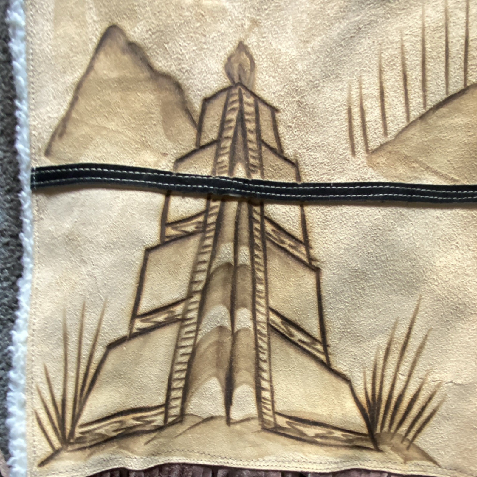 Vintage Mexican Artisanal Leather Poncho