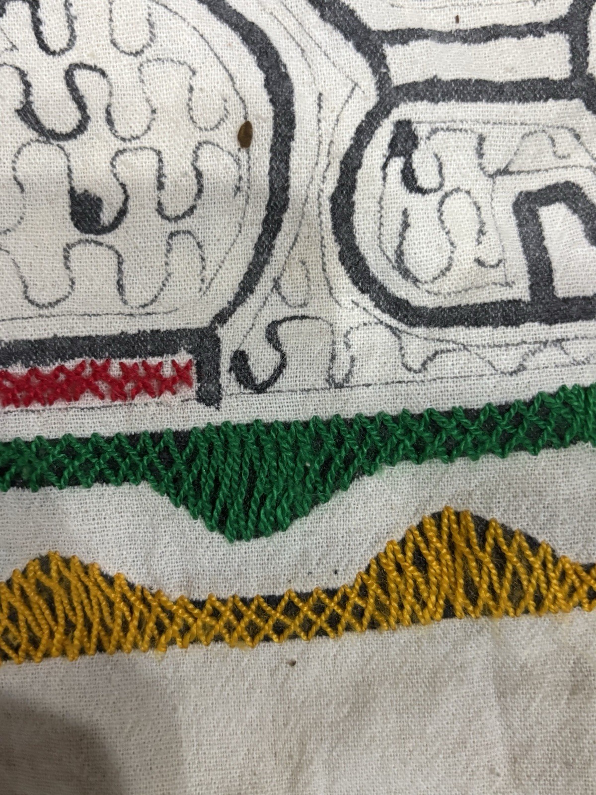 Peruvian Shipibo Conibo Style Handmade Embroidered Jaguar Snake Drawstring Pants