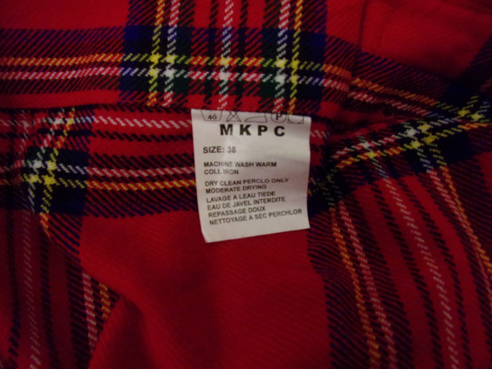 MKPC Men’s Kilt Red Pleated Plaid Good condition 38 Waist