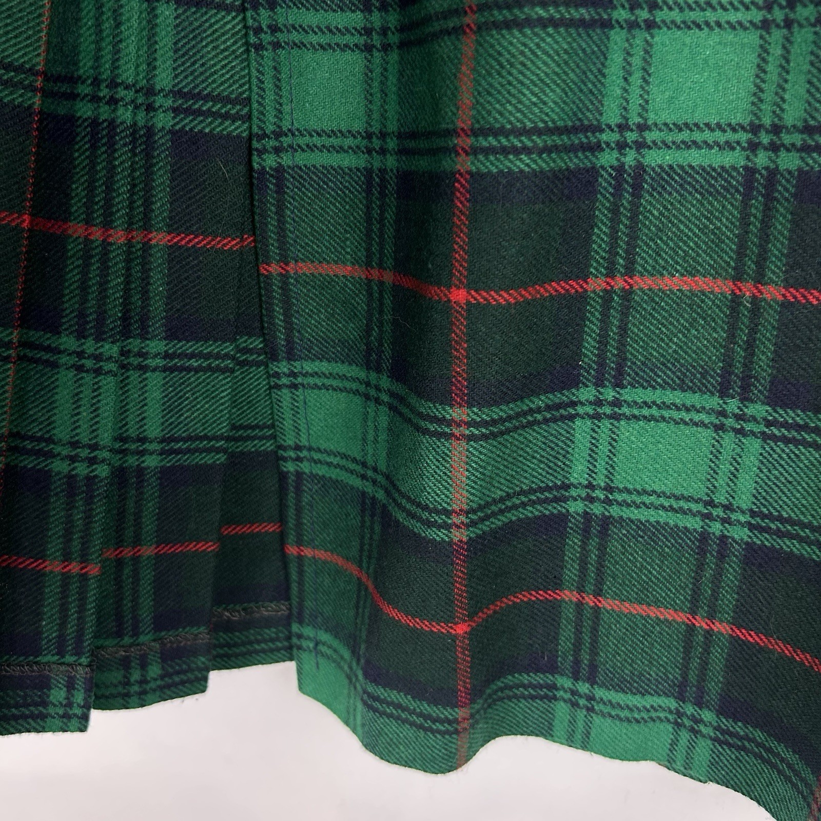 Vintage Kilt Scottish Tartan Sz 30 Green Pleated Leather Buckles Waist 24″