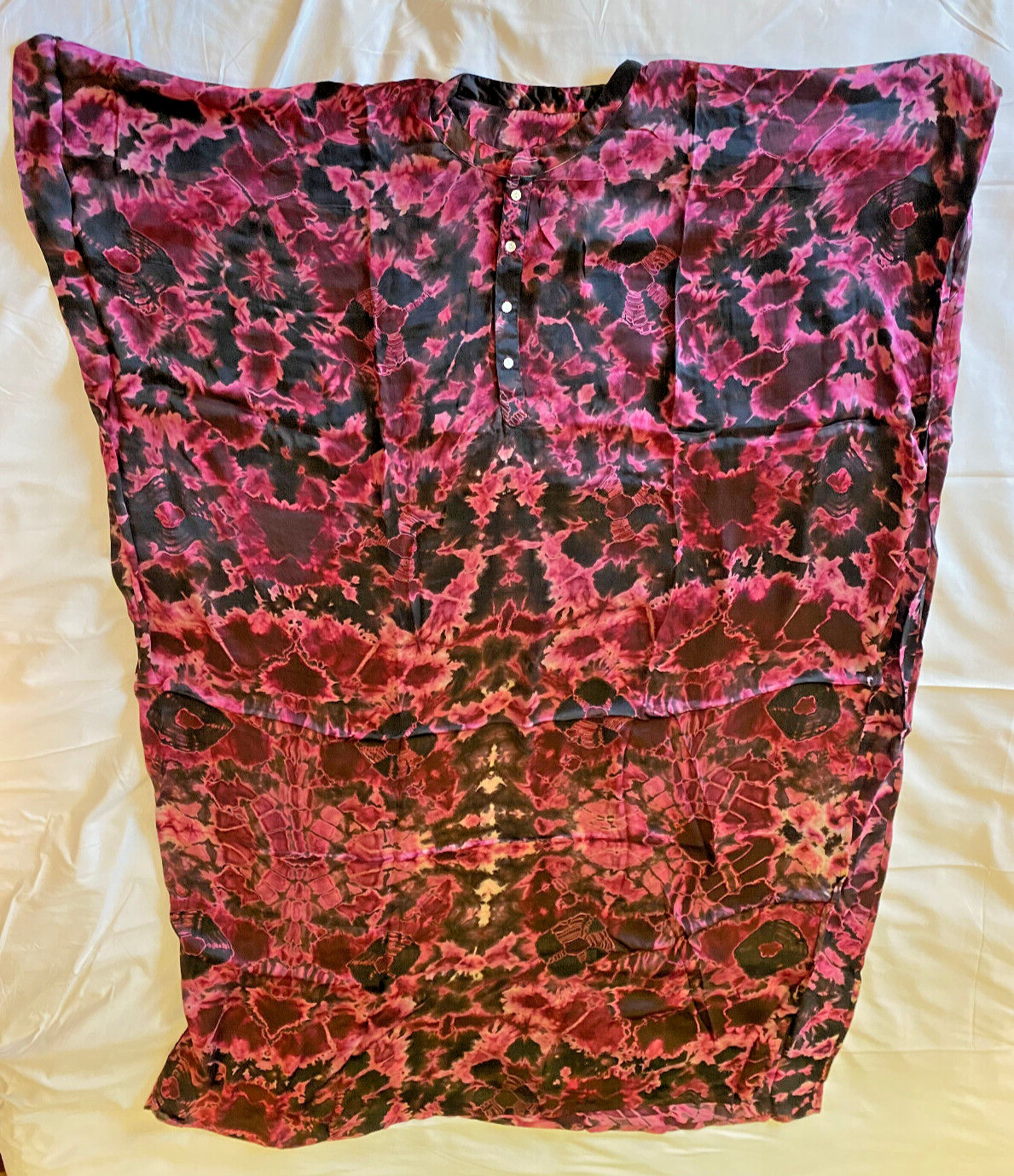 Kaftan Tie Dyed Black Pink Women’s Men’s Unisex New Poly Silk Light Weight Beach