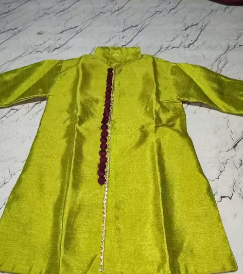 Trendy Silk Blend Kurta Dhoti Set boys_Boys Kurta Set_Green_Festive Kurta Dhoti