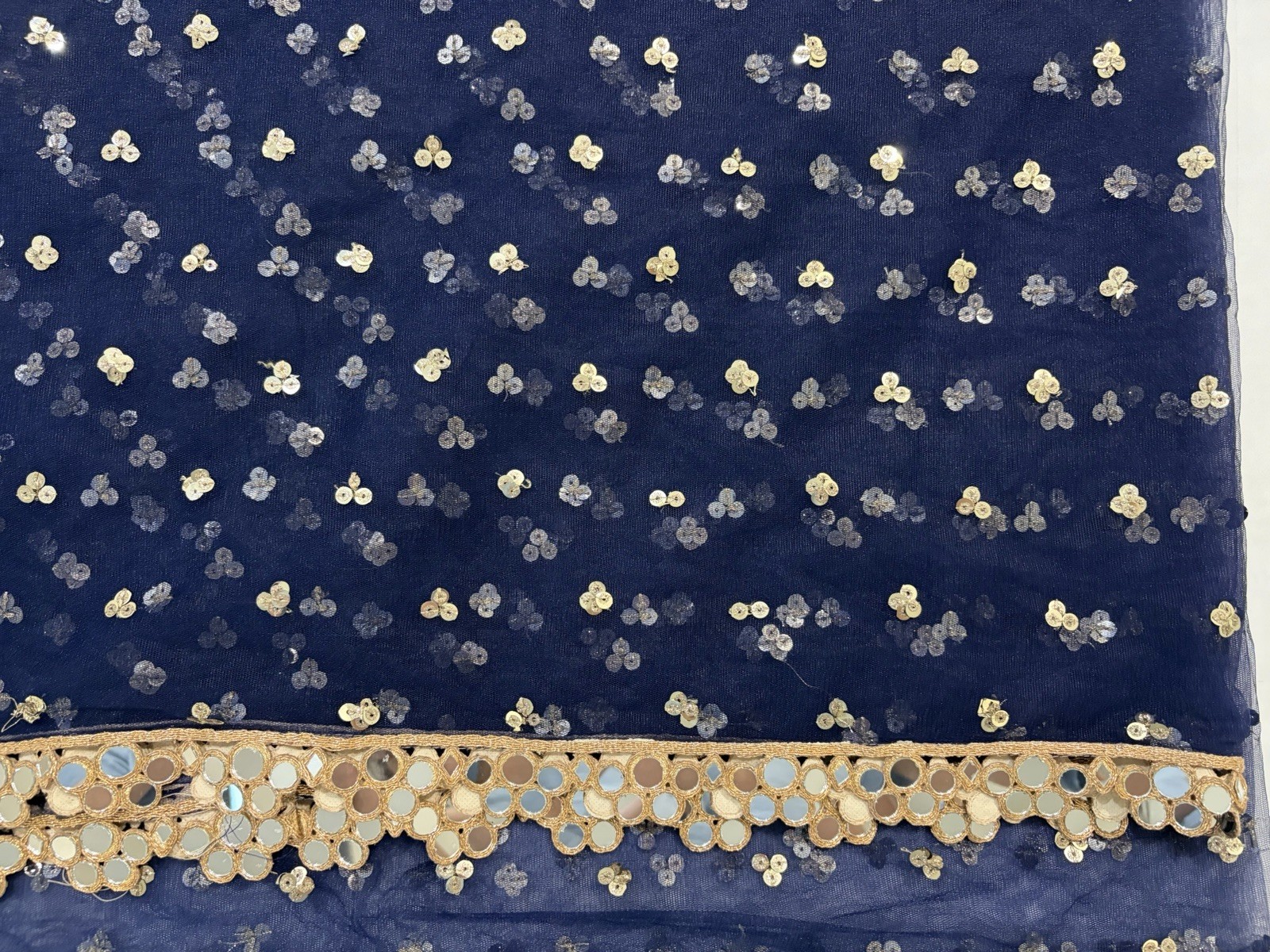 Indian Punjabi Hindi Palazzo Suit Set – Navy Blue and Gold (S-M)