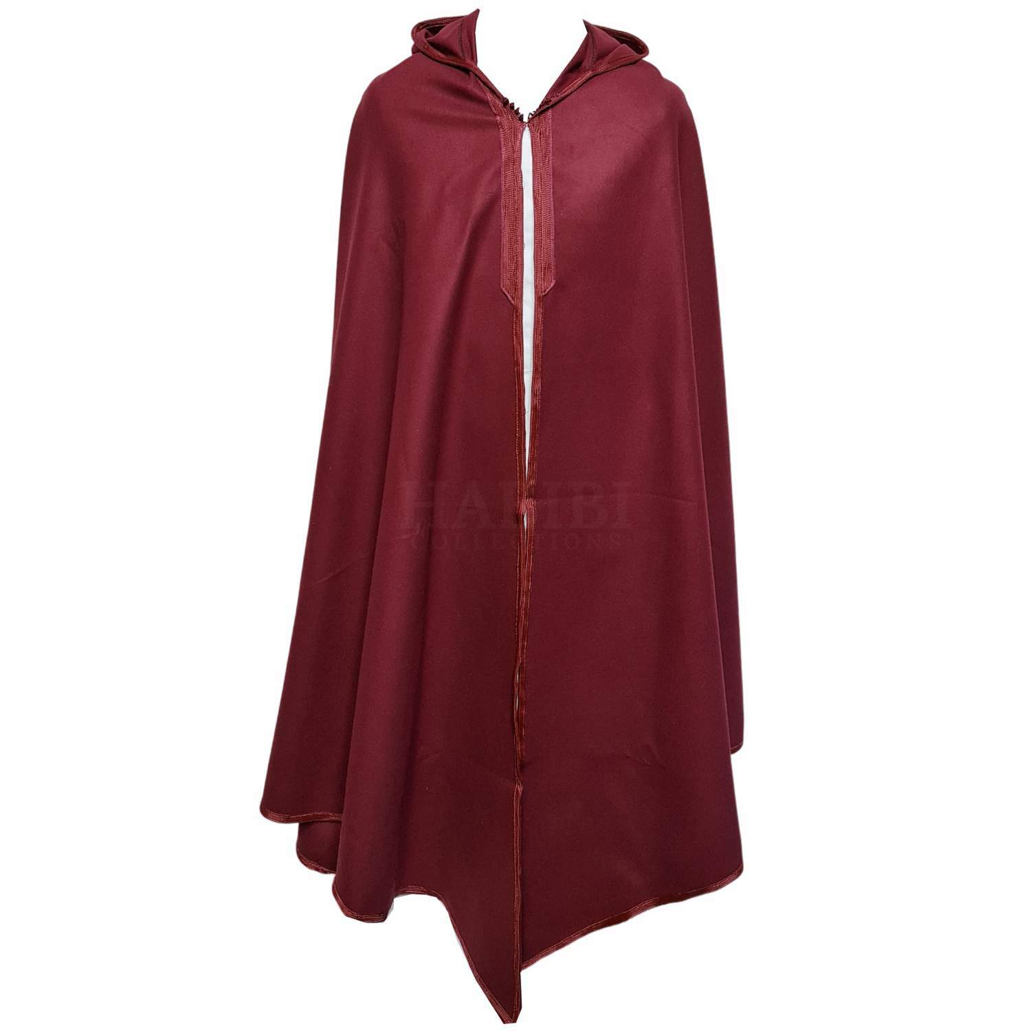 Moroccan Djellaba Cloak Cape Maroon Burgundy Cashmere Wool Blend Silham Burnous