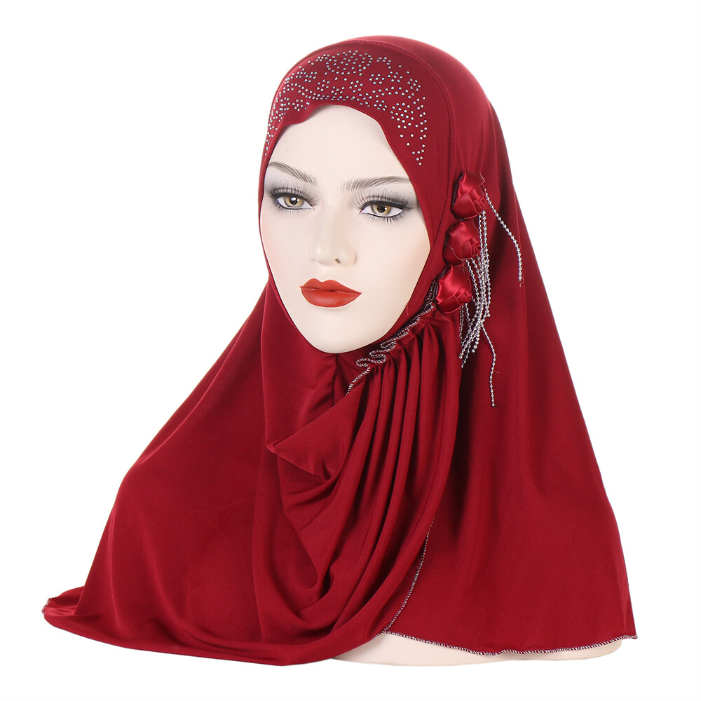 Amira Women Muslim Hijab Turban Solid Color Scarf Head Wrap Shawl Pull On Ready
