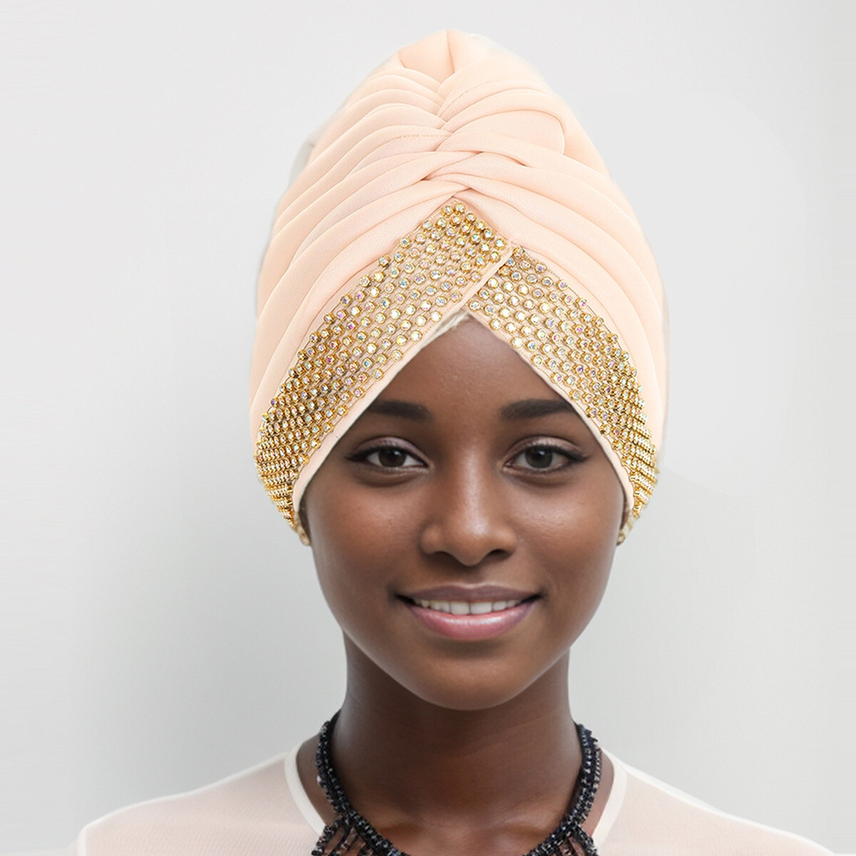 African Women Head Wrap Cover Bonnet Cap Pleated Beanies Hat Headwear Nigerian