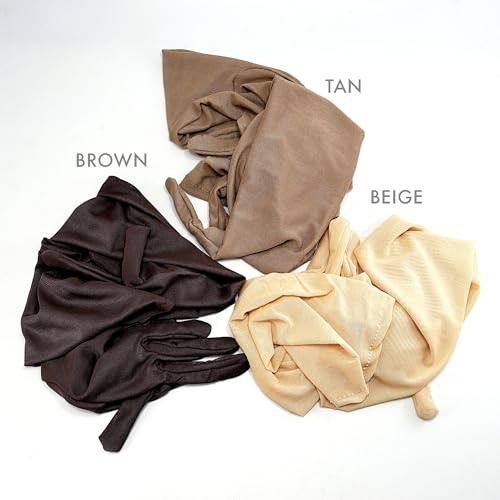 Nude Flexible Stretch Mesh Sheer Gloves in Beige, Brown; Opera One Size Tan