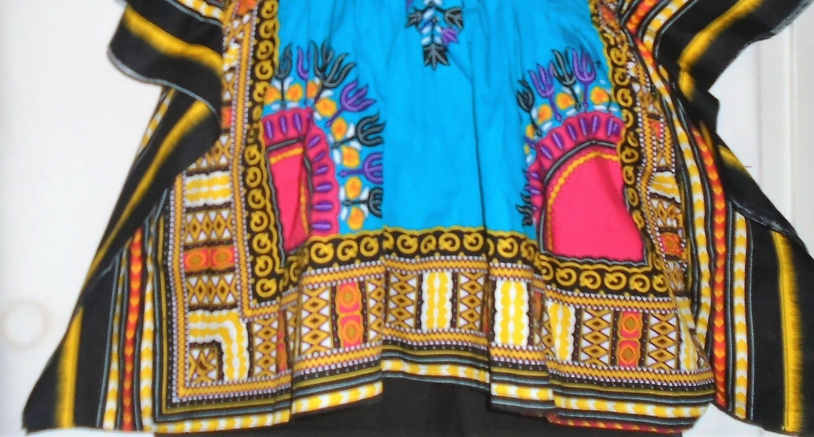 Advance Womens Top Shirt Dashiki Cotton Elastic Retro Free Size L XL Blue
