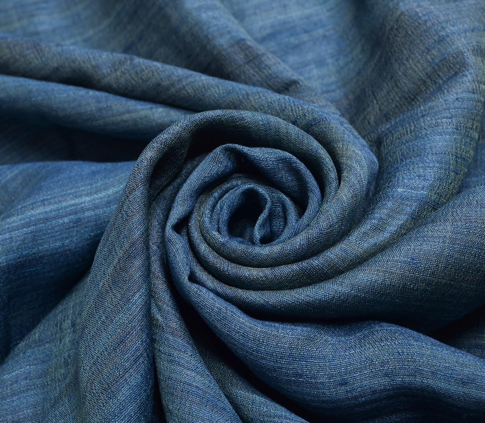 Sushila Vintage Blue Woven Floral Saree 100%Pure Woolen Indian Sari Craft Fabric