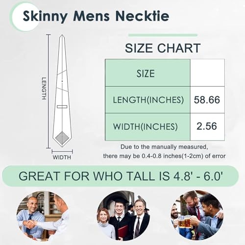 Skinny Ties for Men,Cotton Linen Neck Tie for Daily Blue Striped