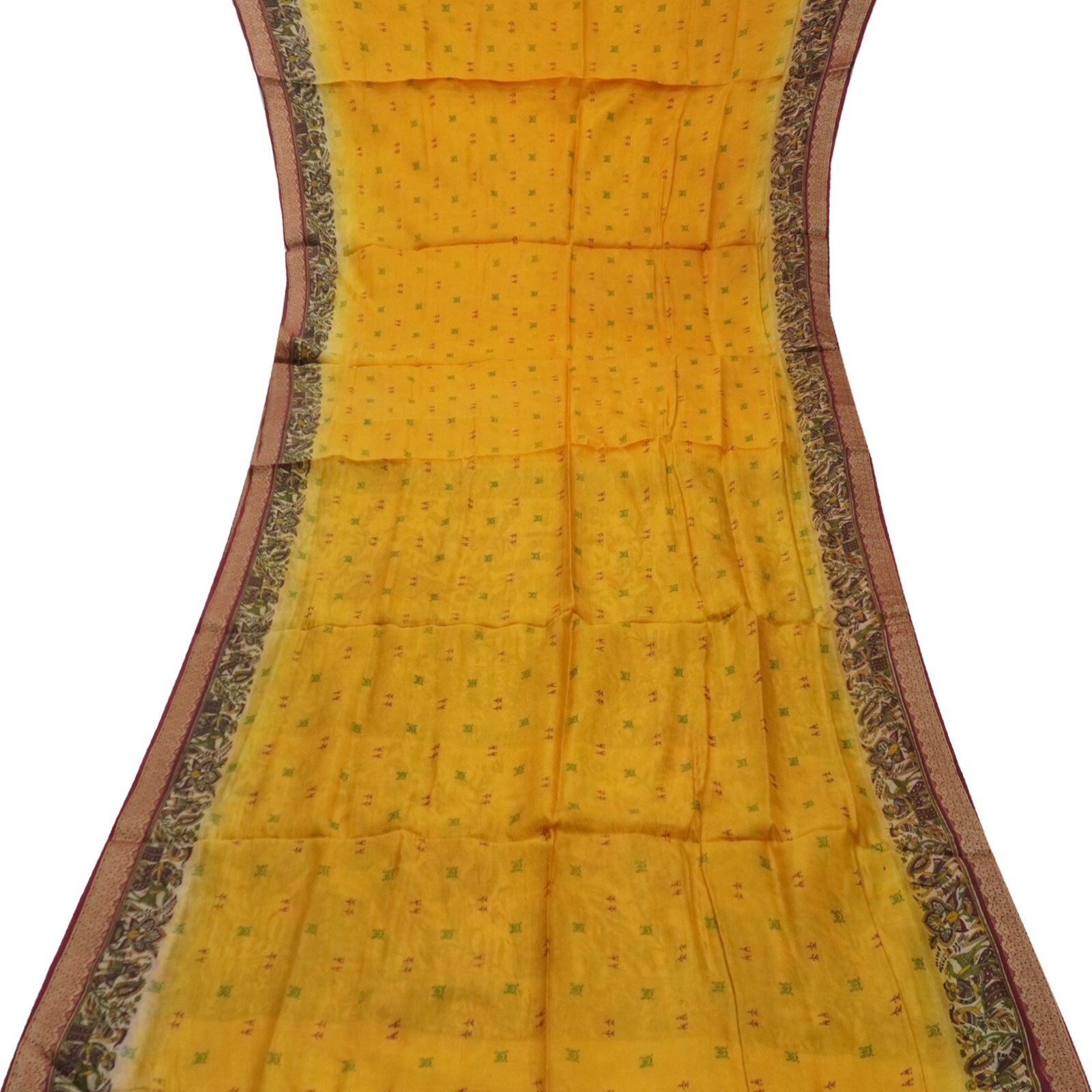 Vintage Orange Sarees 100% Pure Silk Peacock Printed Sari 5YD Decor Craft Fabric