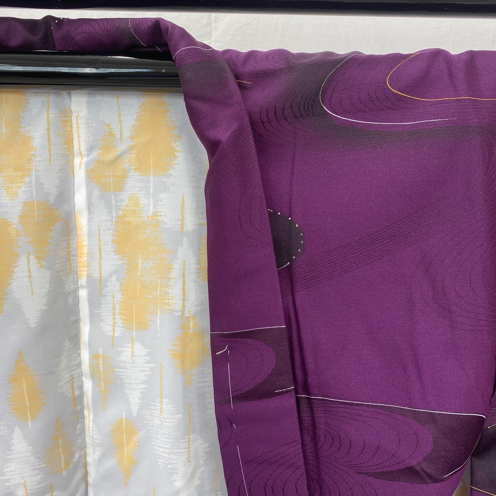 Japanese Vintage Kimono Haori Jacket Polyester Purple Traditional Authentic 30in