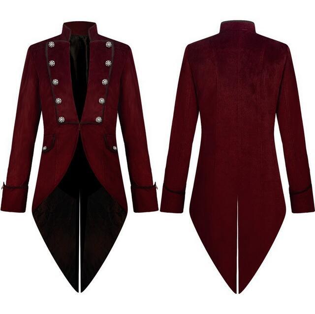 Men Tuxedo Medieval Gothic Tailcoat for Prom Cosplay Halloween Mens Steampunk