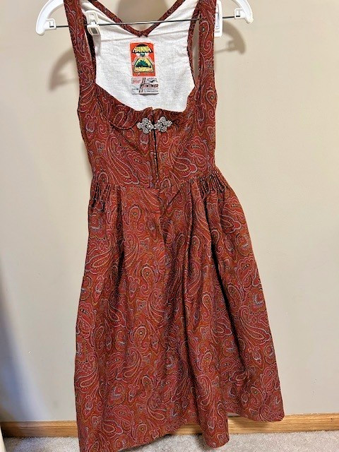 Vintage Austrian Dirndl Hanna Salzburger Trachten Brocade Dress EU 36 (us 4-6)