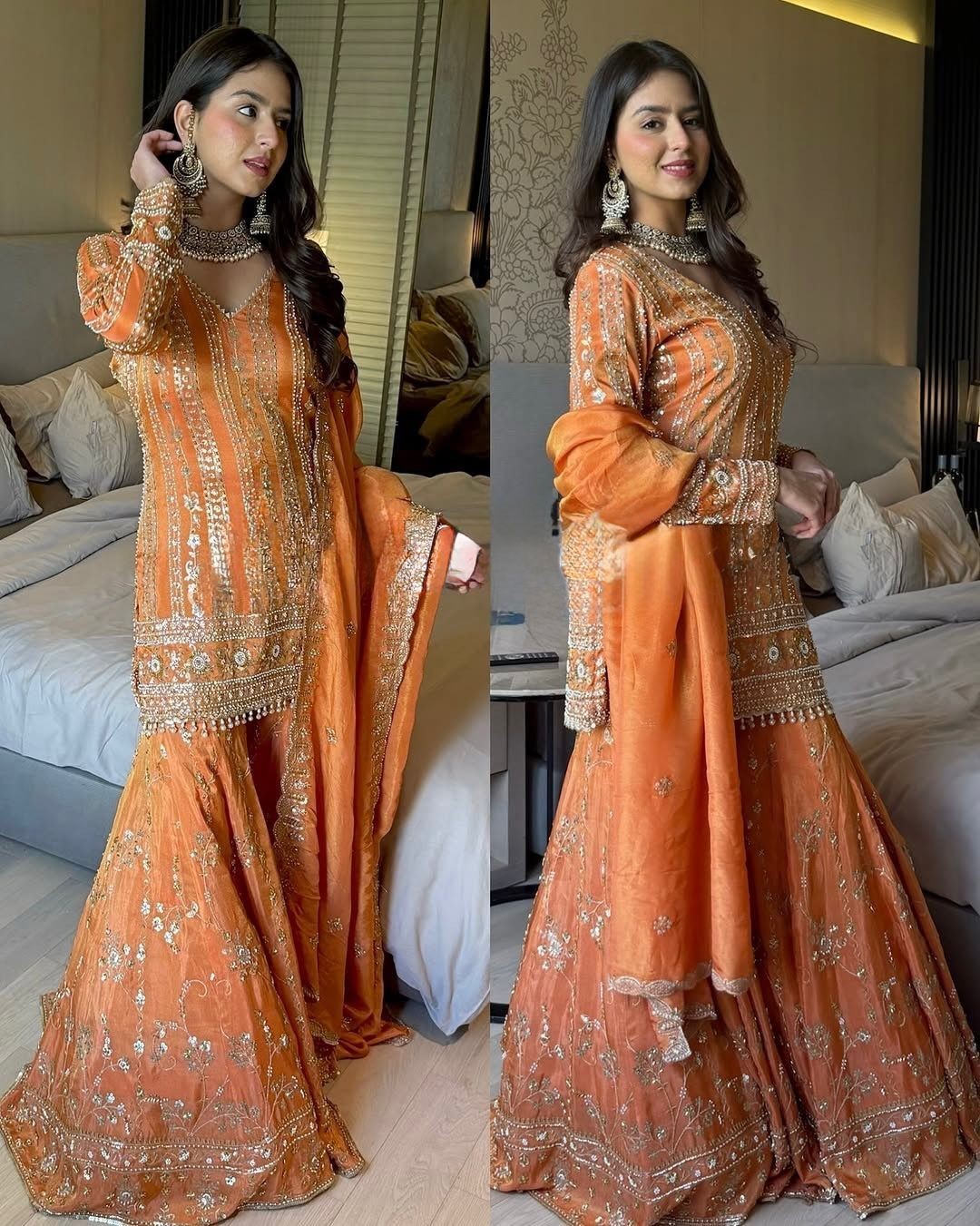 PUNJABI SHARARA PLAZZO KURTI PLAZZO SALWAR KAMEEZ SUIT WOMEN READY MADE DESIGNER