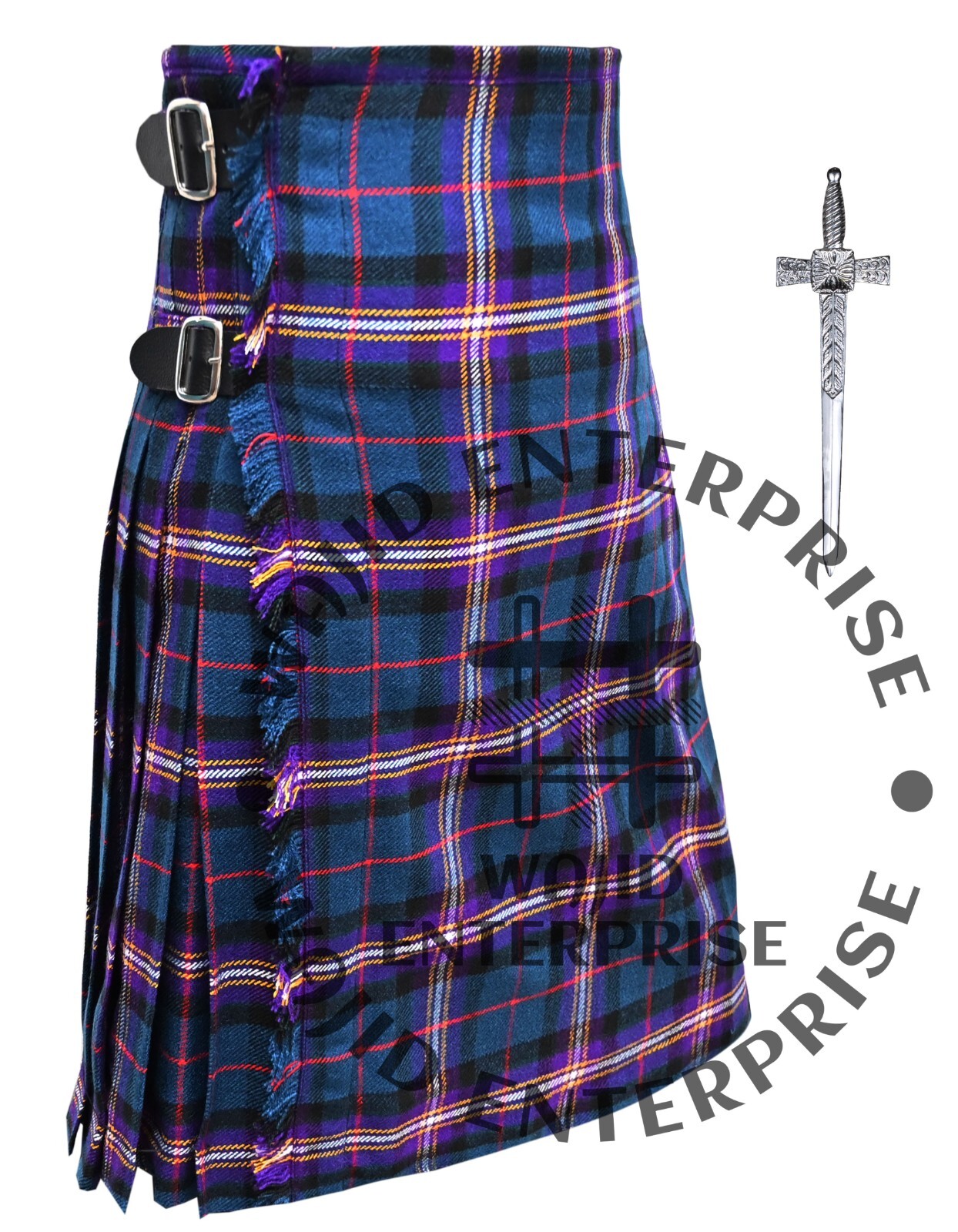 Scottish Men’s 5 Yard Kilts 13oz Casual Kilt Various Tartan colors With KILT Pin