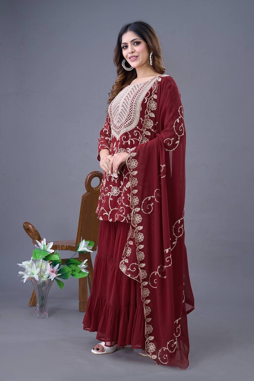 Pakistani Salwar Suit Ready To Wear Stitched Wedding Wear Designer Sharara Suit