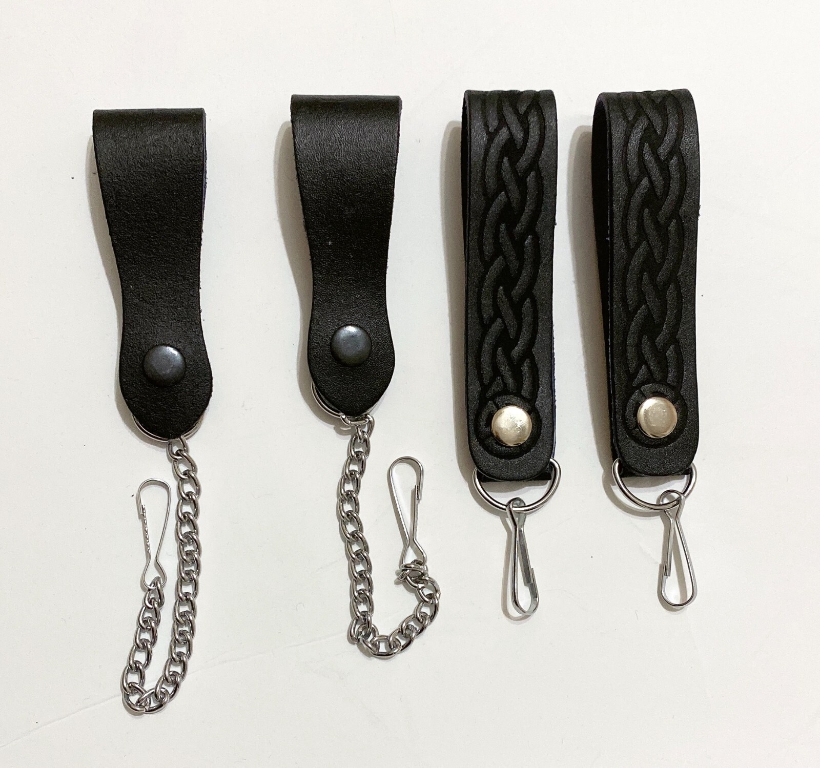 Pairs of Sporran Suspenders Brown Chrome Leather with Silver Heavy Chain & Heavy