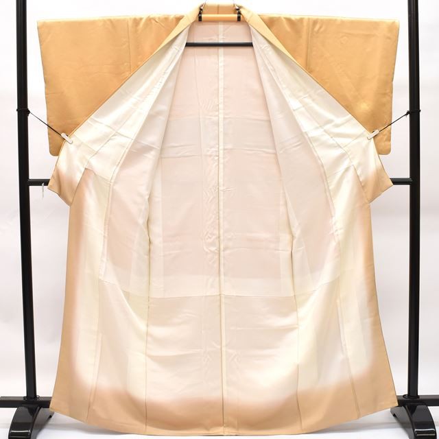 Vintage Japanese Kimono | Houmongi | Gold Ochre Silk | Bird Botanical | rr2012b