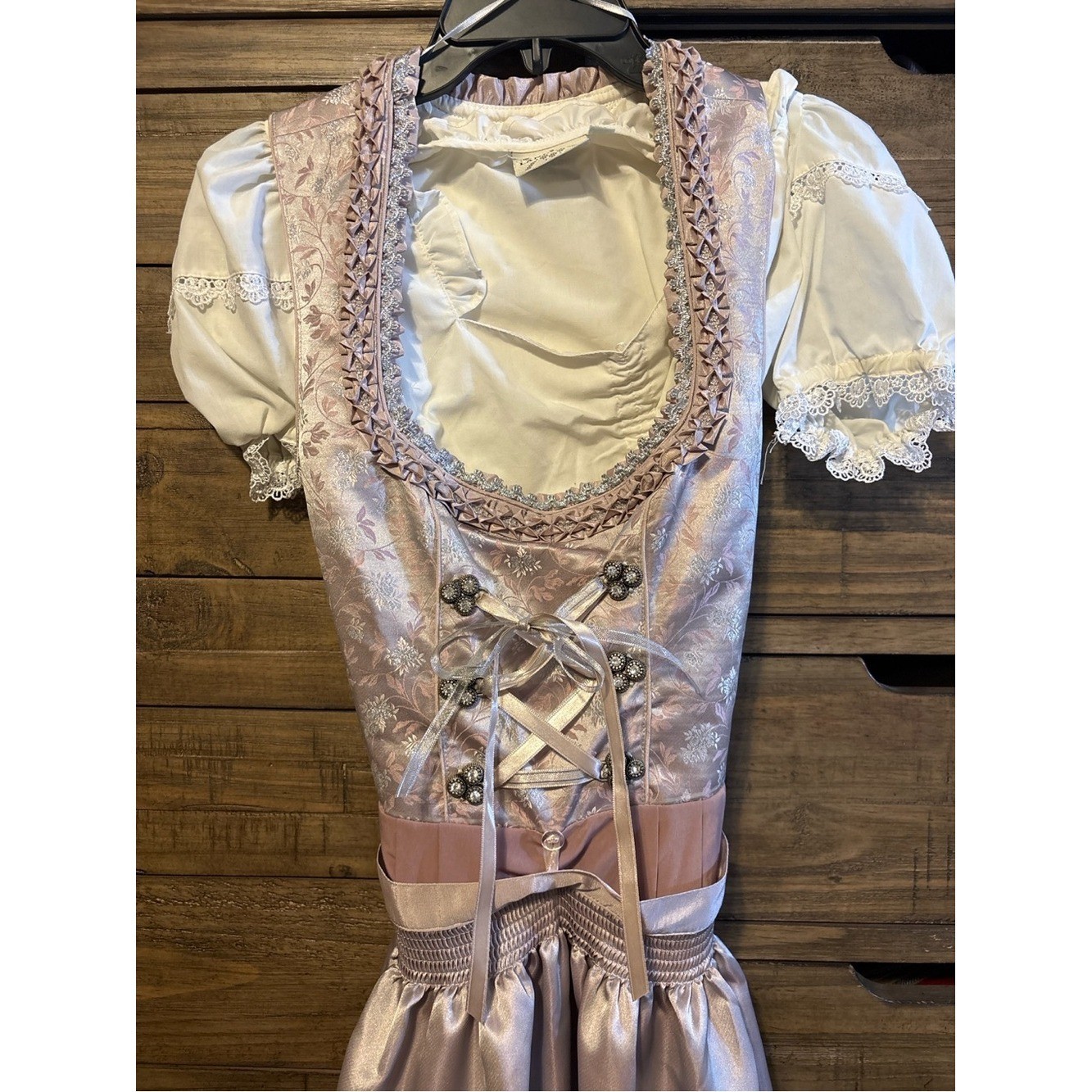 Landhaus Pink Dirndl Set EU 38 Oktoberfest Dress Blouse Apron Trachten
