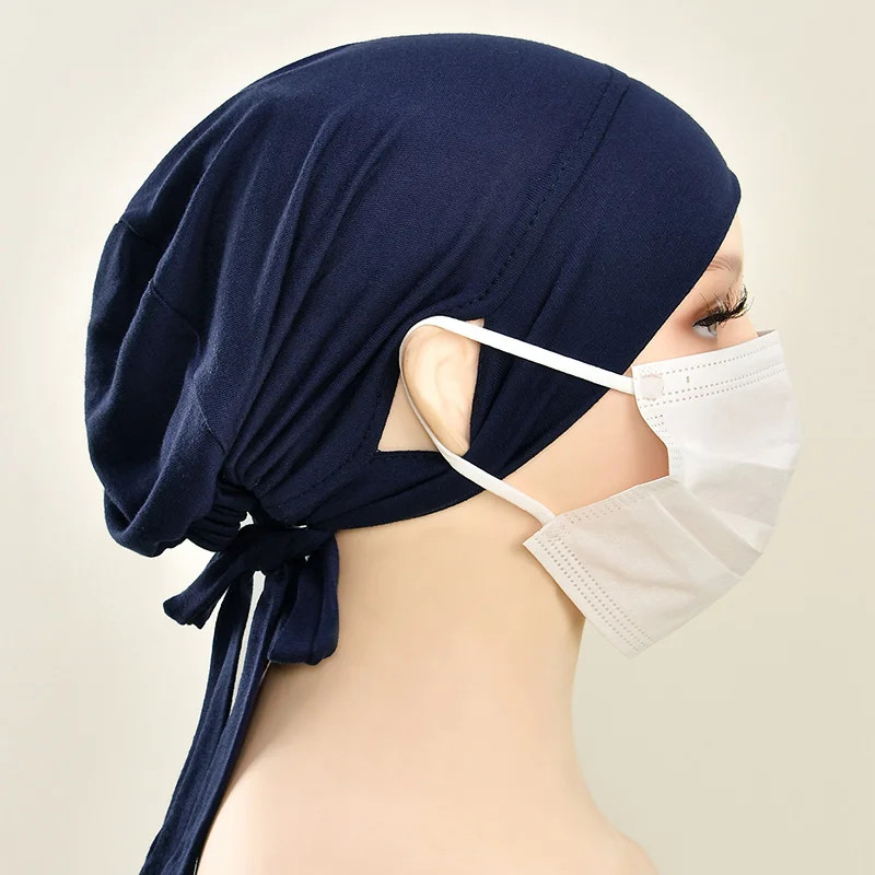 Jersey Cotton Muslim Women Under Hijab Cap With Ear Hole Inner Hijab Cap