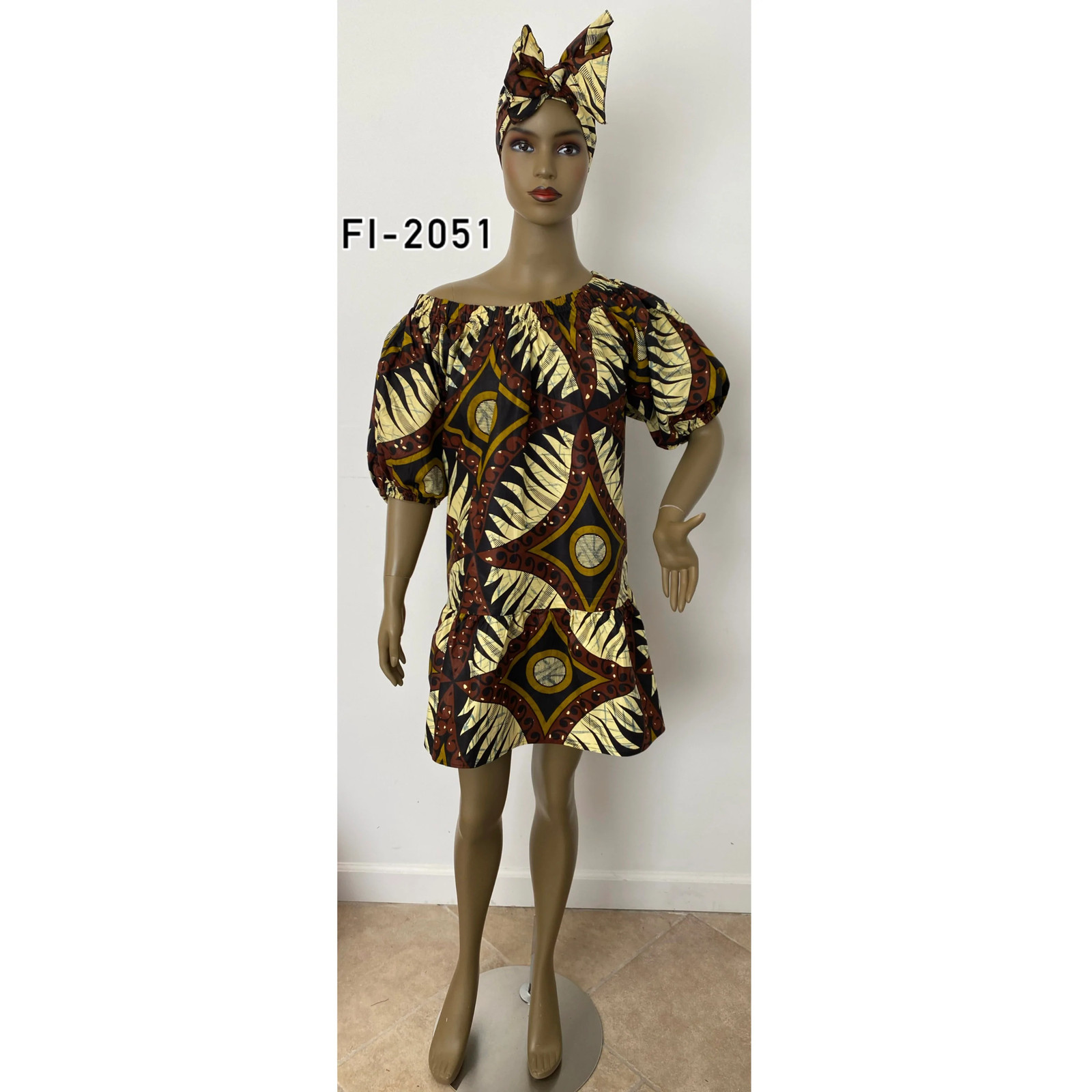 African Women’s Short Sleeve Off Shoulder Dress – FI-2051