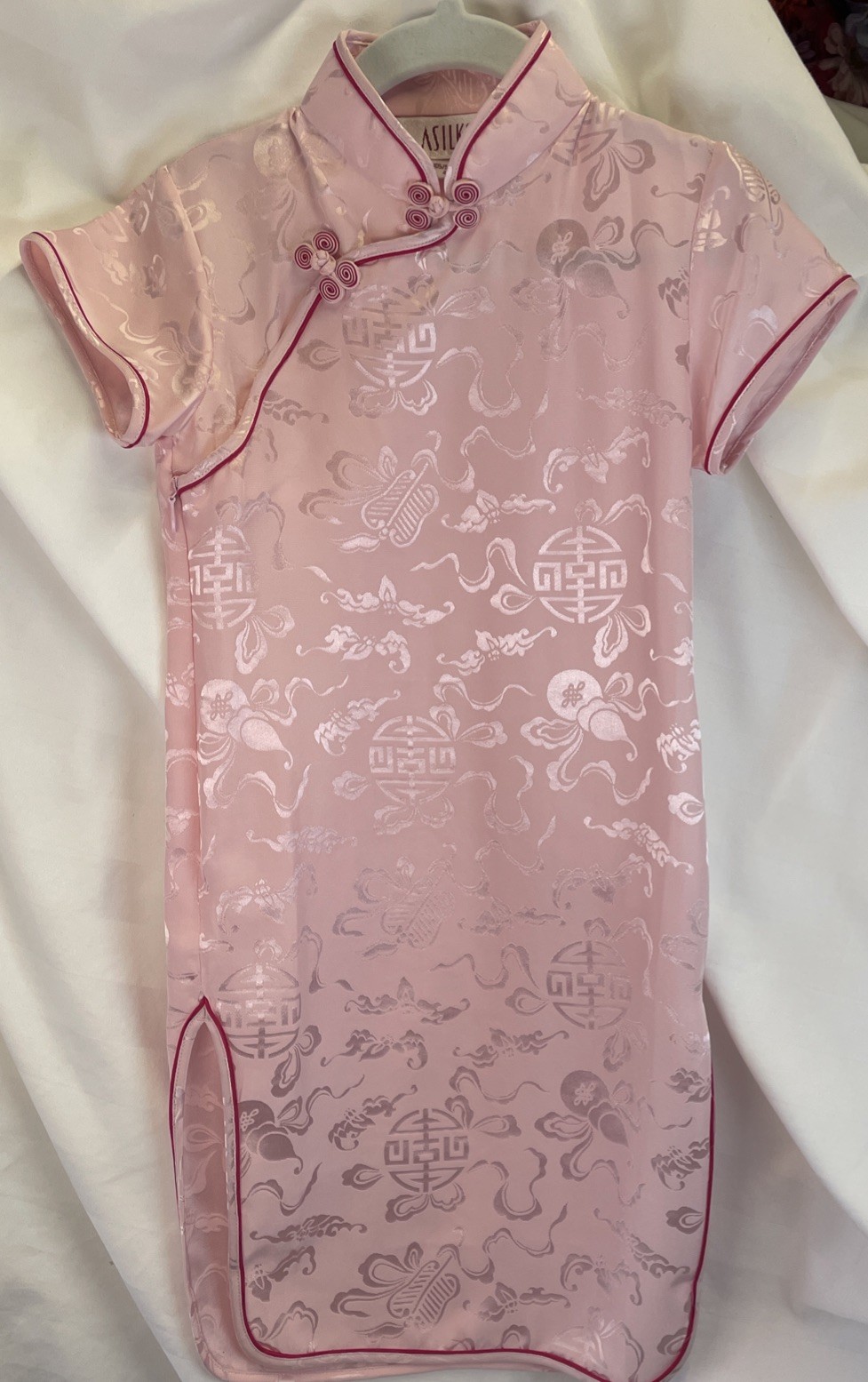 Oriental Style Girls Dress Cheongsam Qipao Asian Inspired Pink 100% Silk Size 4