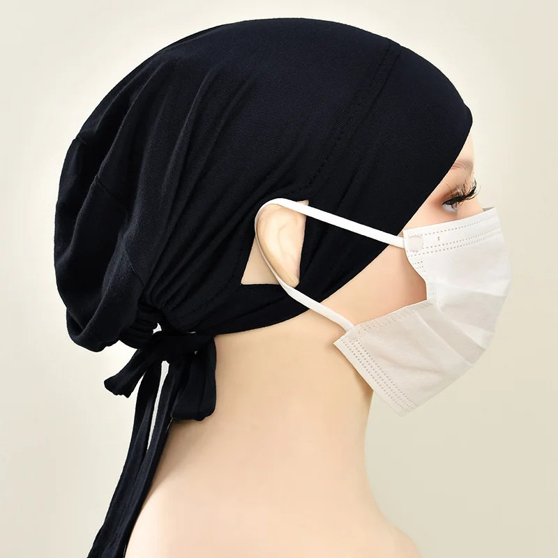 Jersey Cotton Muslim Women Under Hijab Cap With Ear Hole Inner Hijab Cap
