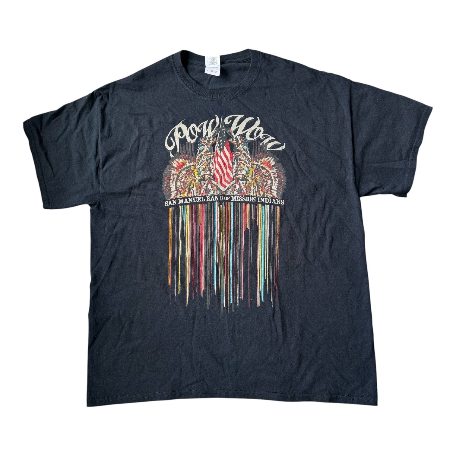 Vintage San Manuel Pow Wow T-Shirt XL Native American Graphic Tee Gildan Blk USA