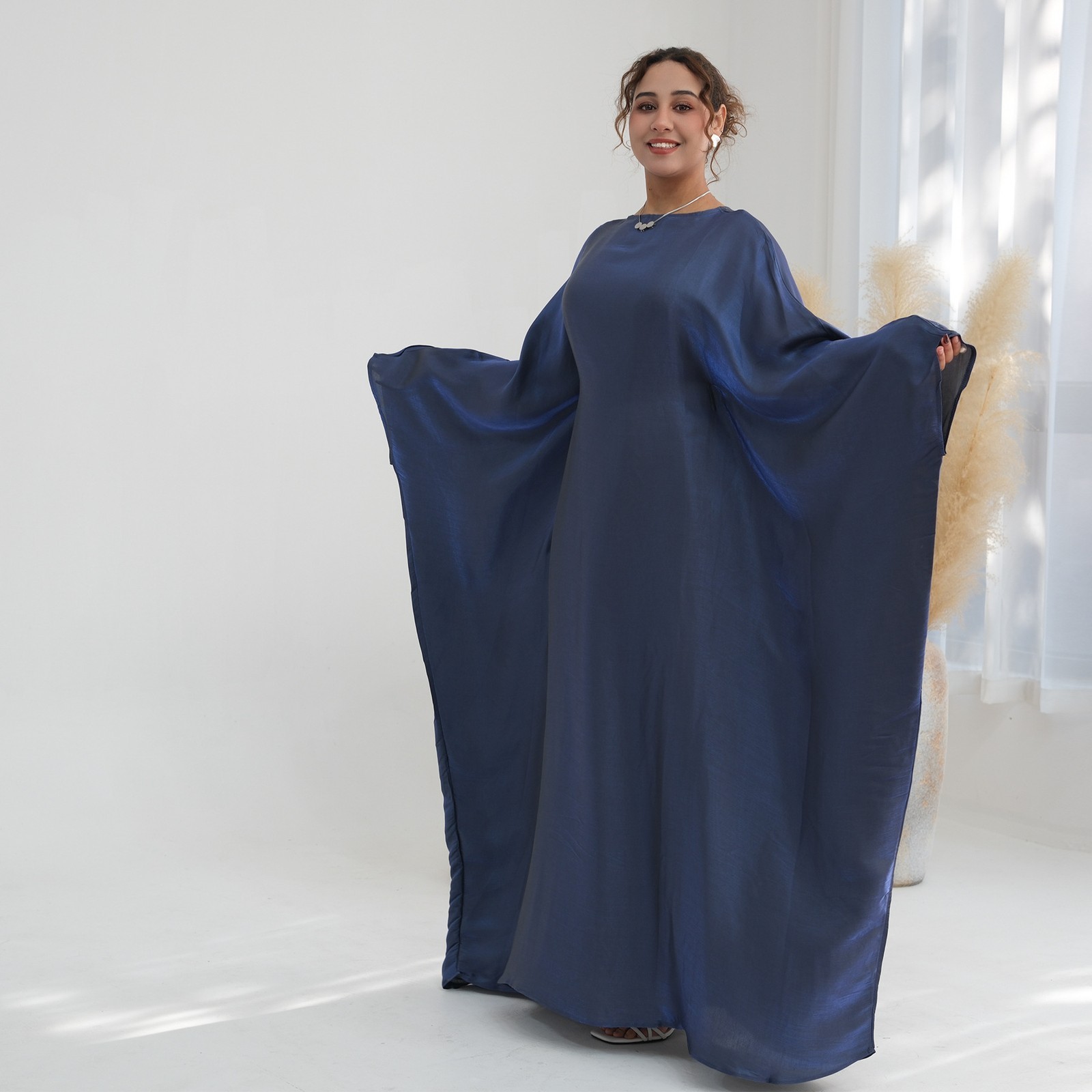 Elegant Abaya Women Muslim Batwing Sleeve Maxi Dress Turkey Kaftan Long Robes