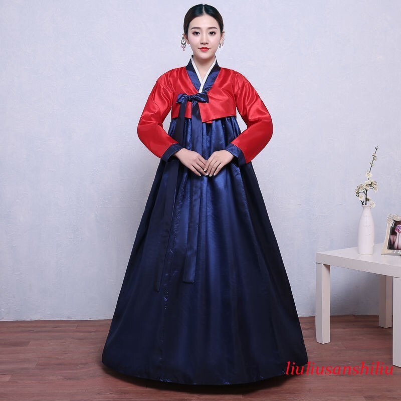 Ethnic Korean Hanbok Modern Women Asian Folk Stage Dance Performance Costume