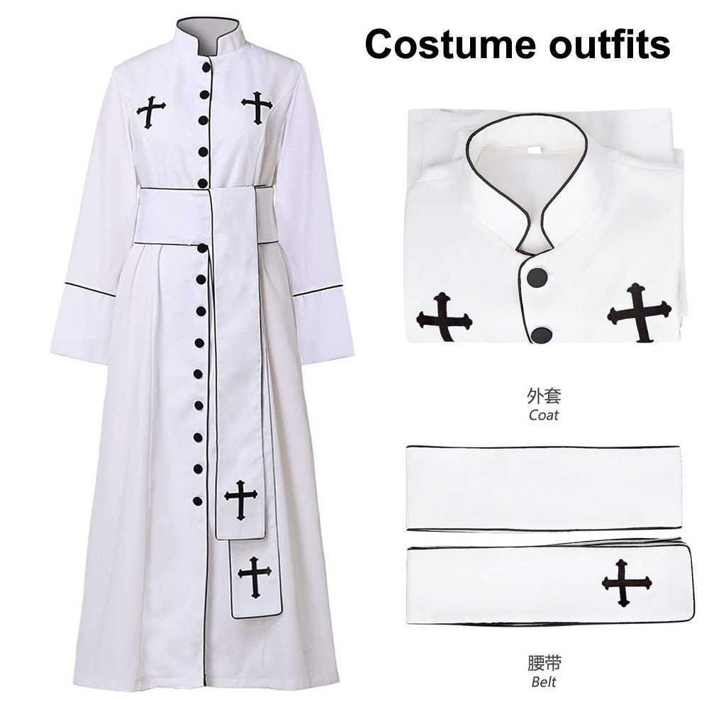 Medieval Priest Cosplay Costume Thobe Man Islamic Muslim Robe Halloween XS-5XL
