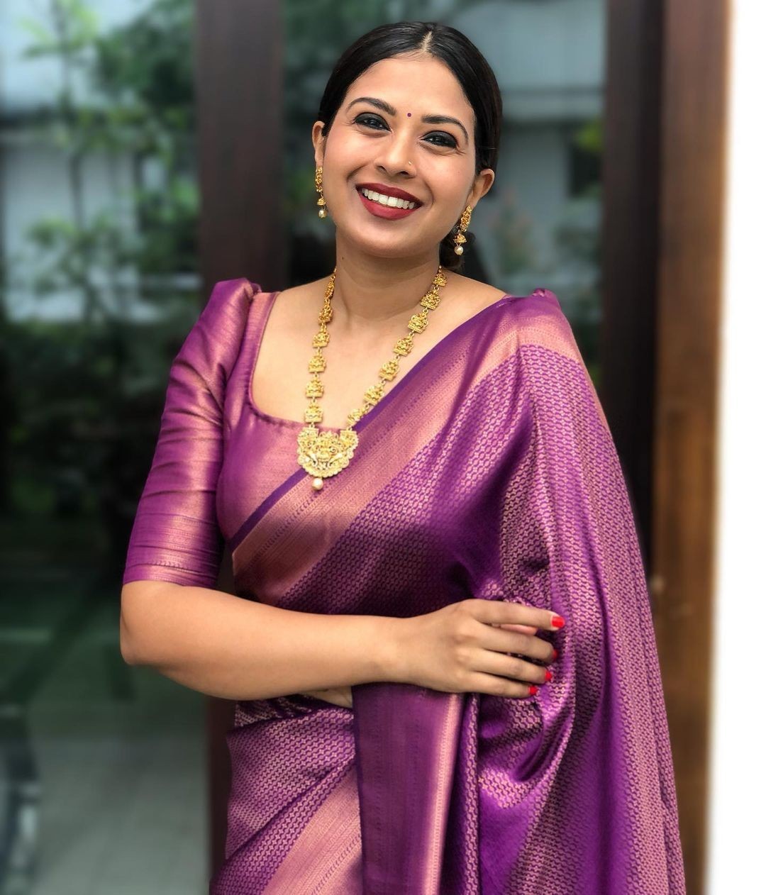 Soft Lichi Silk Saree Jacquard Woven Contrast Blouse Indian Wedding Sari