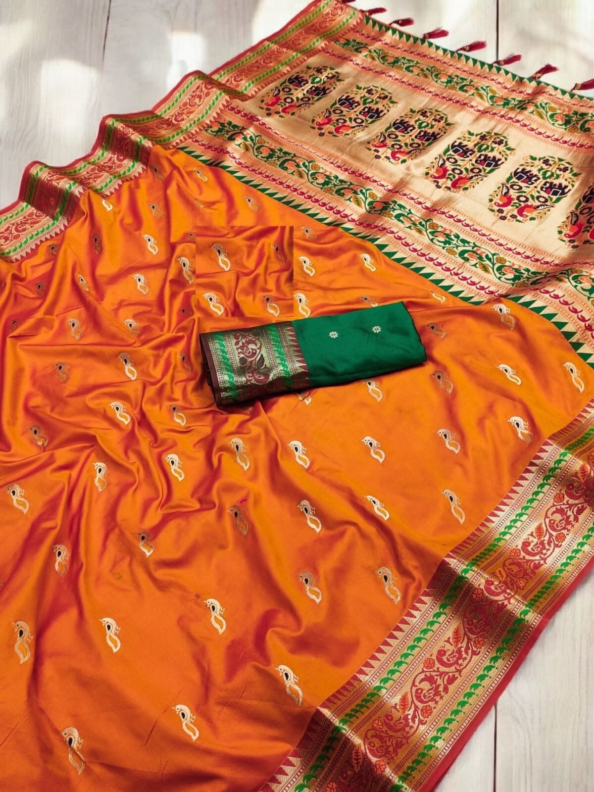 Elegent Pethani Silk Meenakari Peacock Weaving Saree,Designer Saree For Women