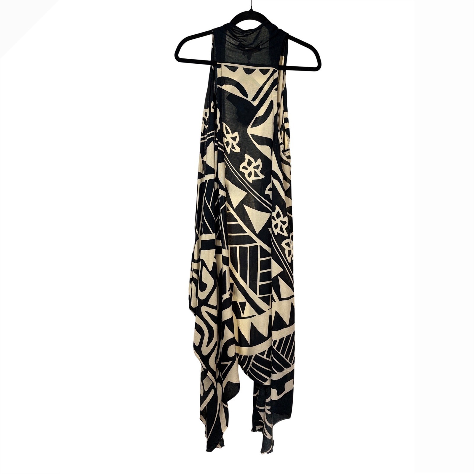 Aloha Royale Black Cream Graphic Print Longline Vest Women One Size