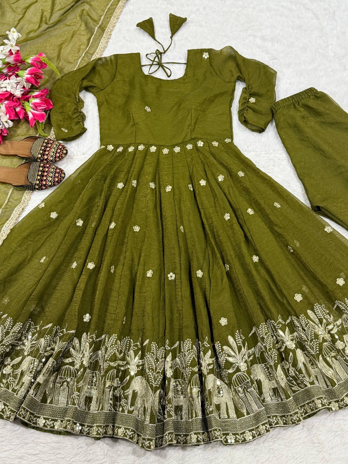 Indian Designer Crunchy Silk Salwar Kameez With Dupatta For Wedding