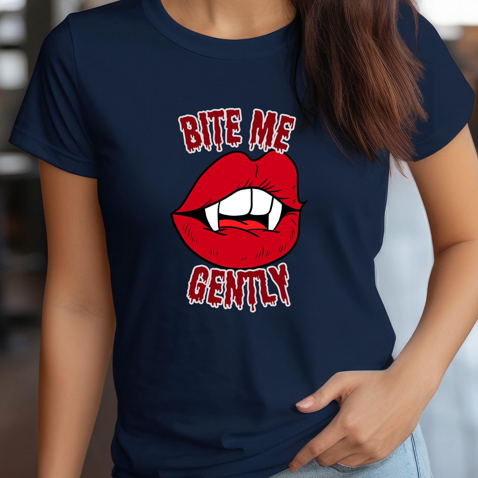 Bite Me Gently Tee | Vampire fang t-shirt, Sexy Halloween Shirt, Fall Party Wear